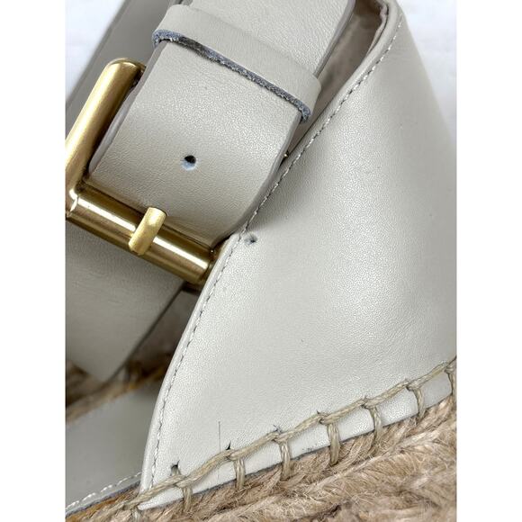 Marc Fisher womens 9 taupe white Adalyn Espadrille Wedge Sandals buckle leather - Picture 8 of 9
